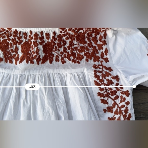 Spirit Dress NWOT White Dress with Orange Floral Embroidery Size L - Picture 8 of 8